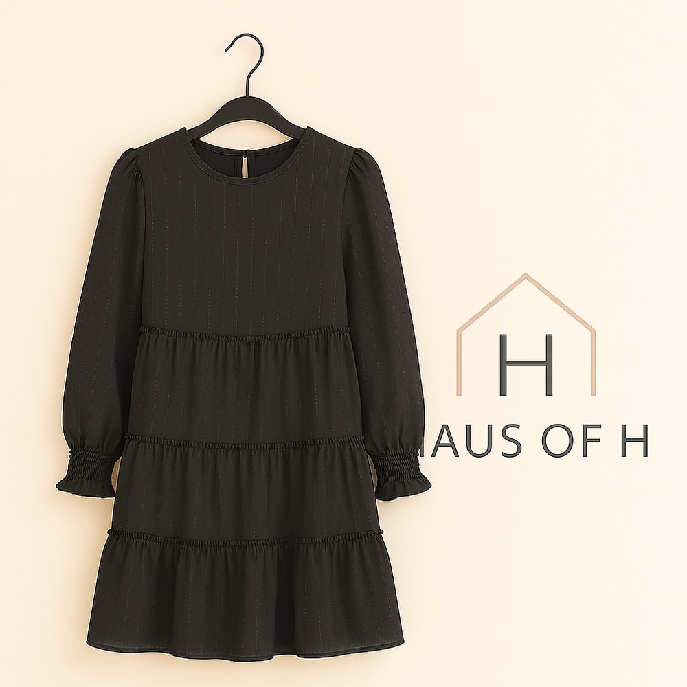 Francesca’s Elegant Black Tiered Dress